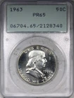 1963 Proof Franklin Half Dollar PCGS PR65 OGH Old Green Rattler Holder