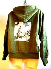 Vintage Olive Hooded Sweat Jacket Bone Idol The Drones Retro Punk Old School DIY