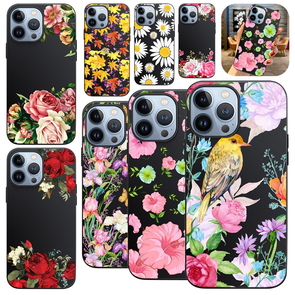 Flower Pattern Shockproof Phone Case For Apple iPhone 16 Pro Max 15 14 13 Cover