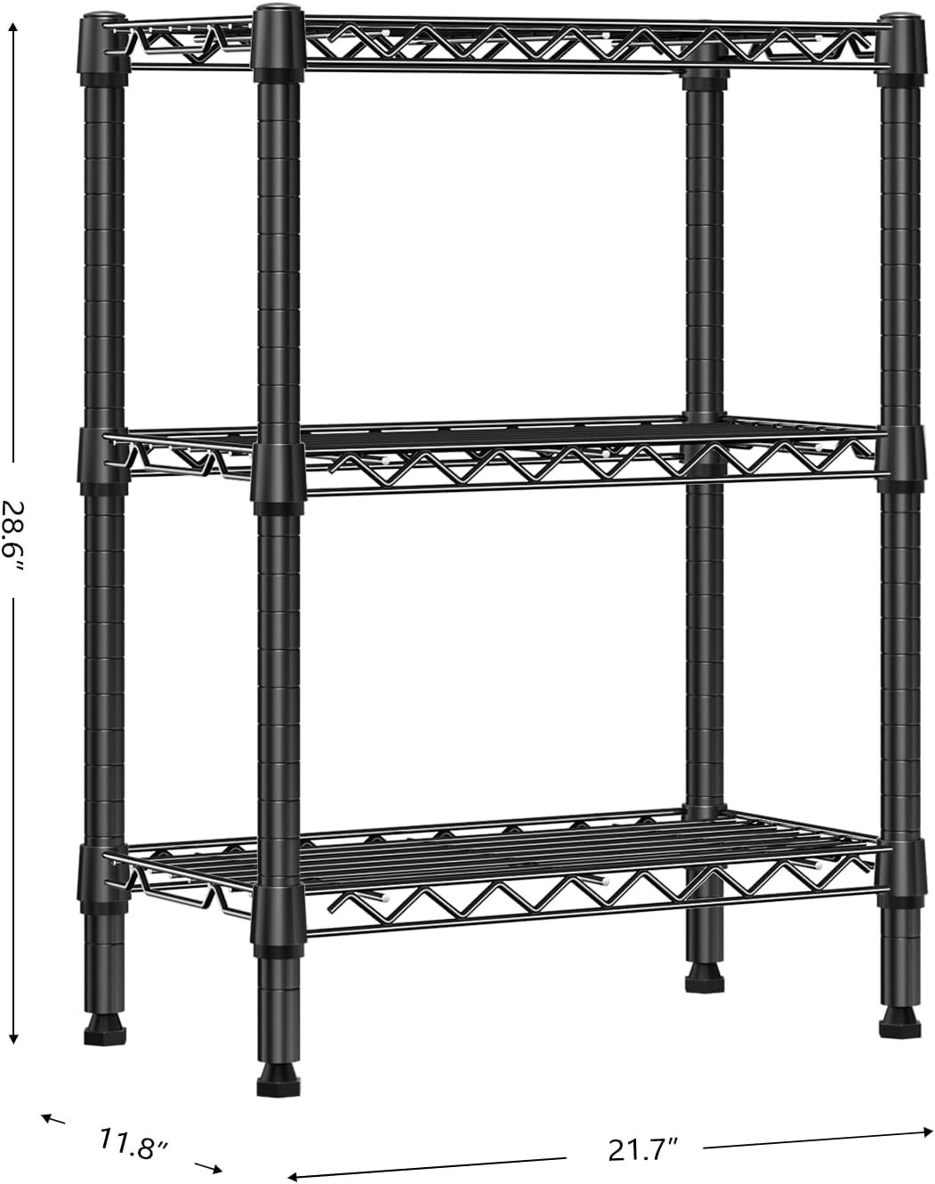 3 Tier Metal Wire Shelves Storage Kitchen Pantry Shelving Units Black Racks 29"