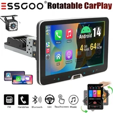 Single 1 DIN 360° Rotatable 10.1'' Android14 Car Stereo GPS Wifi BT 4+64G Camera