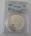 1881 S MORGAN SILVER DOLLAR Coin PCGS MS65
