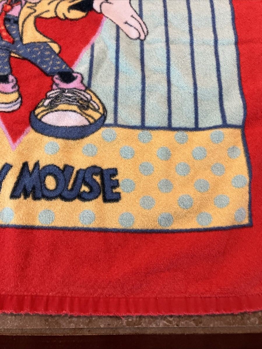 Vintage Mickey Mouse Bath Towels Walt Disney Co Taiwan 43” X 23