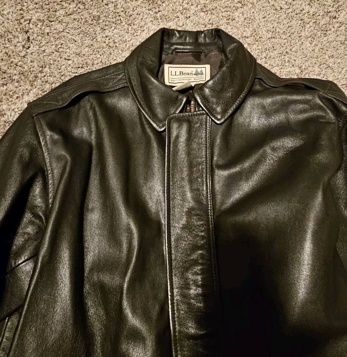 LL Bean Goatskin Bomber Jacket Leather XXL 2XL Tall Black eBay