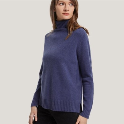 Gentle Herd 100% Cashmere Funnel Neck Sweater Size L LARGE