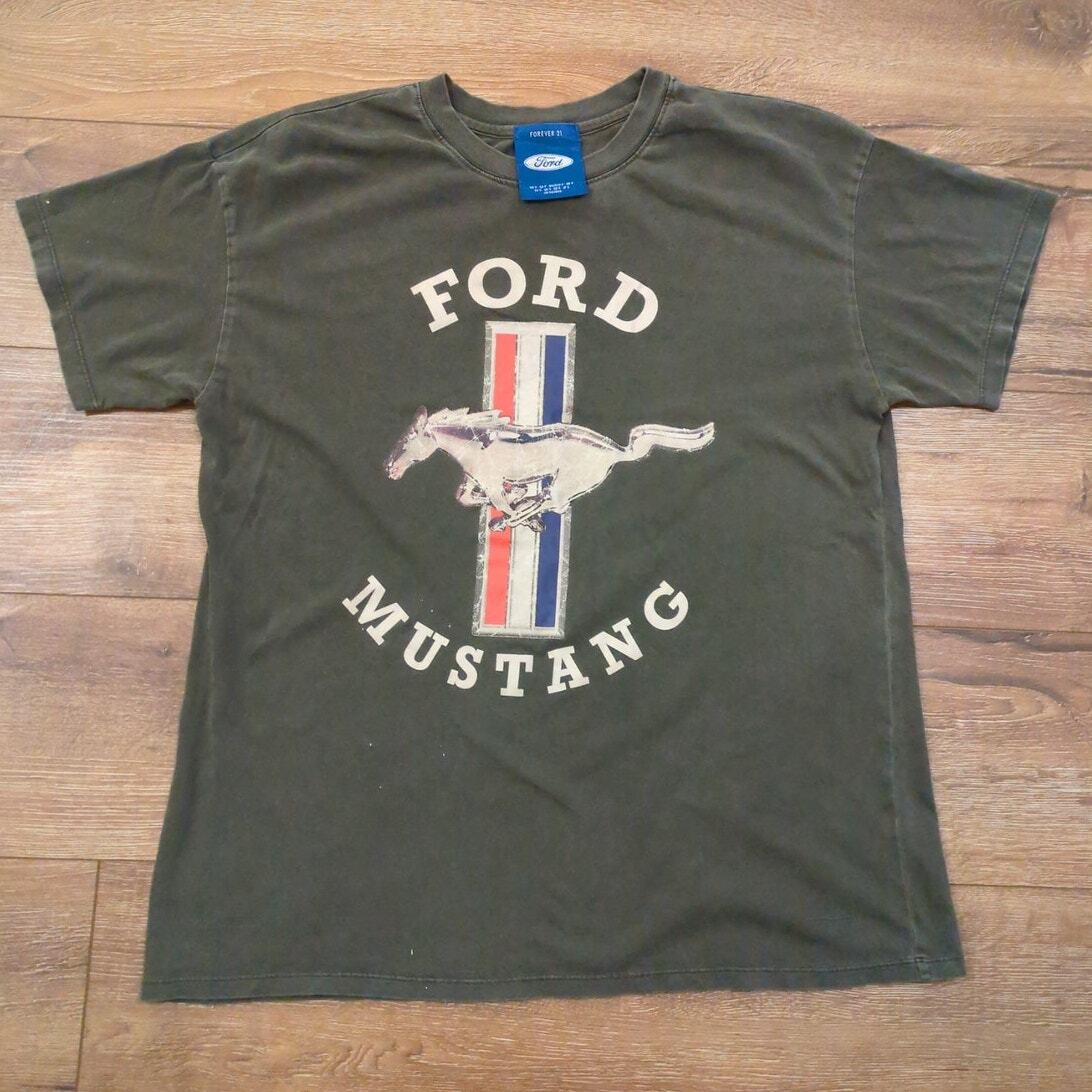 PONY Camicia piccola Forever 21 Ford Mustang adulto muscolo auto classica americana sbiadita
