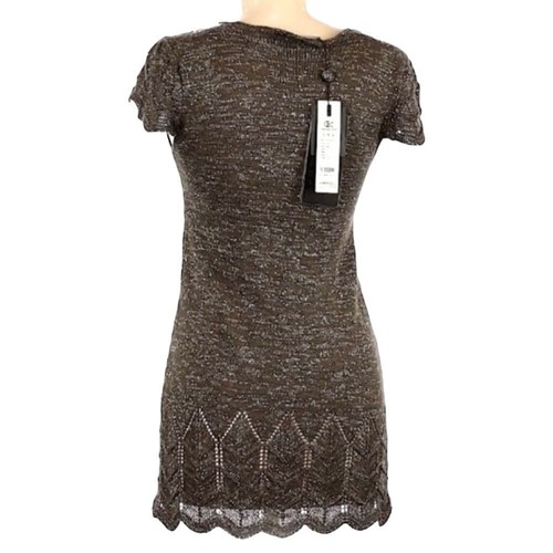 Creazioni Kevin Pailletten Lurex Wolle Strick Kurzarm Top Neu mit Etikett Junior M - Bild 2 von 9