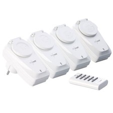 revolt 4er-Set Outdoor-Funksteckdosen mit Fernbedienung, IP44, bis 1.000 Watt