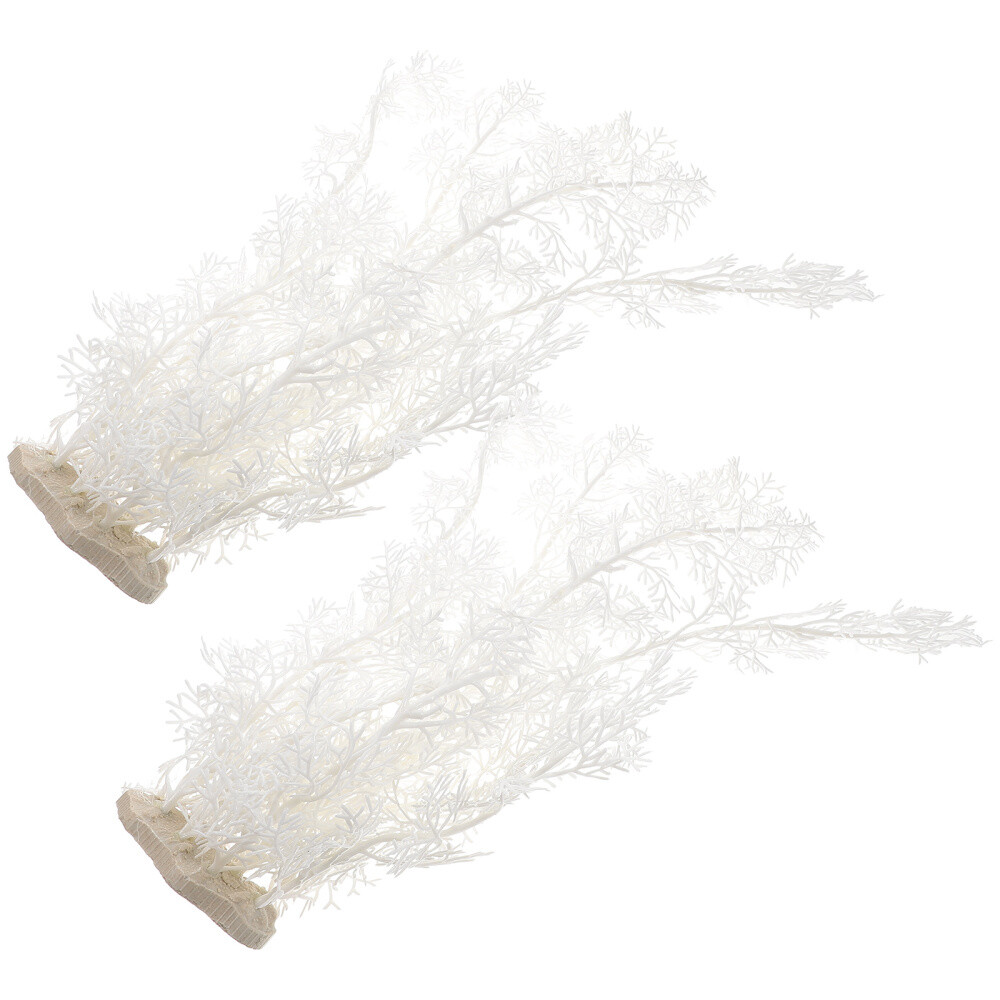 2 Pcs White Aquarium Plants Landscaping Fish Tank Decoration