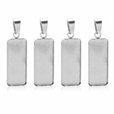 10pcs Charms Pendants Rectangle Cabochon Base Stainless Steel 10x25mm Dia Blank