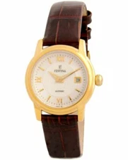 NEW WOMENS QUARTZ FESTINA WATCH STAINLESS ST WATER RESIST GOLD PLATED DATE