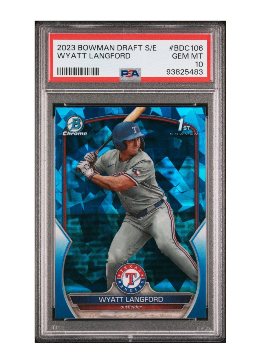 2023 BOWMAN CHROME DRAFT SAPPHIRE PROSPECT 1st WYATT LANGFORD RC Rookie PSA 10