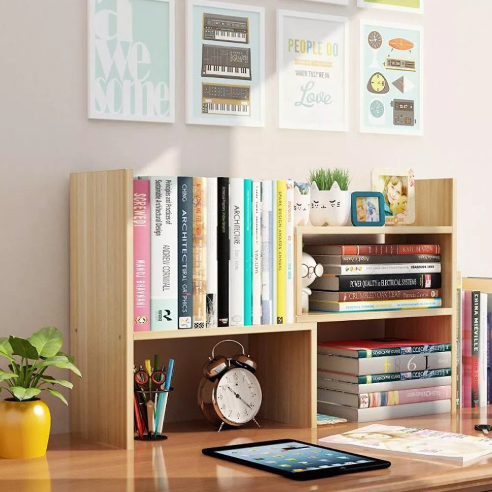 Adjustable desk shelf outlet
