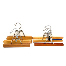 Lot Of 6 Mixed Wooden Clamp Pant Slack Hangers