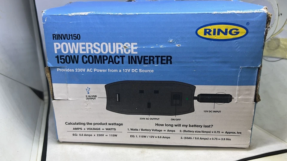 Ring Automotive RINVU150 12V 230V AC 150W In Car Invertor With USB Single - Image 3 of 4