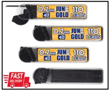 June Gold 440 Pieces, 0.7 mm 4B Lead Refills, 110 Pieces Per Dispenser, Medium T