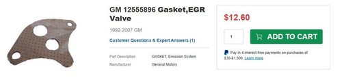 OEM GM 12555896 ACDelco 219-197 EGR Valve Gasket 1992 - 2007 - Picture 3 of 6