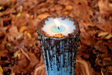 Blue & Black Large HANDCRAFTED PILLAR CANDLE Focus, Truth, Trust & Protection