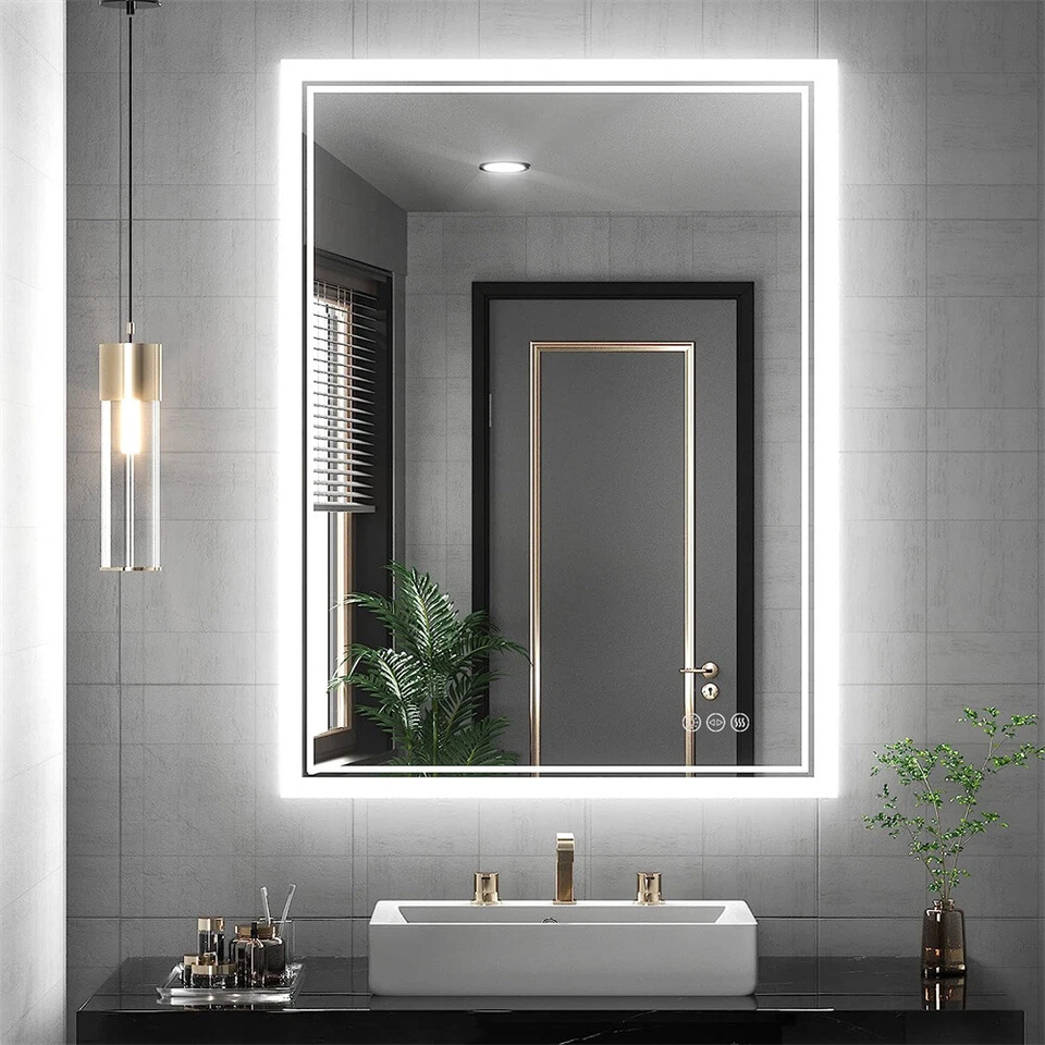 Bathroom Mirror Backlight Anti-Fog Dimmable Wall Vanity Mirrors Memory 3 Colors - Image 2 of 4