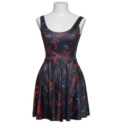 Blackmilk, Kleid, Größe: XS, Schwarz/Rot/Blau, Elasthan/Polyester, Batik #YKA