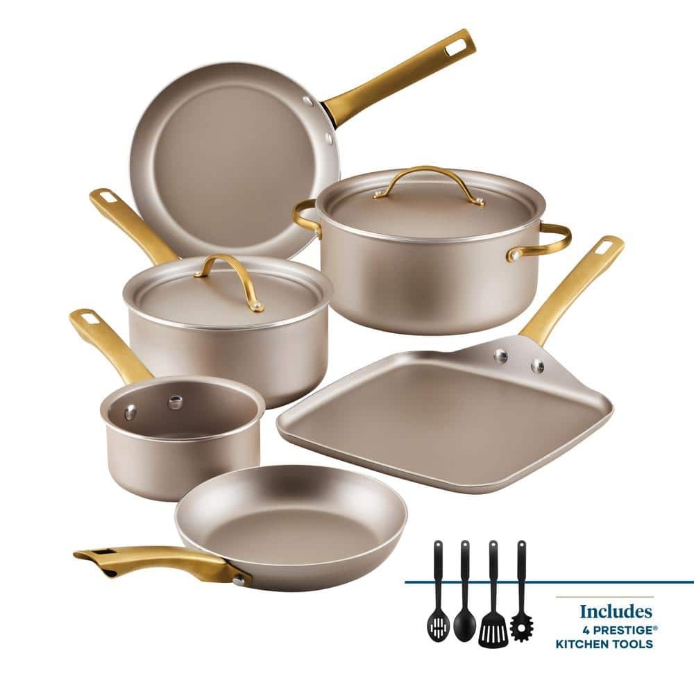 Radiant 12-Piece Champagne Aluminum Nonstick Cookware Set