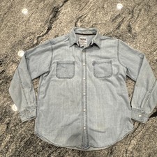 Levi's Denim Button Down Shirt Light Blue Mens XL Vintage Red Tab 846