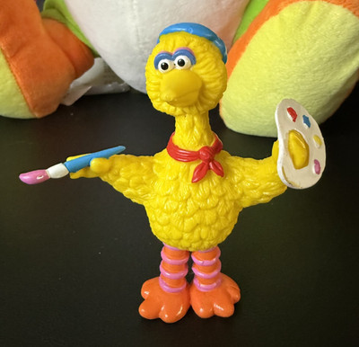 Vintage Sesame Street Big Bird Figure   3.75'' PVC Applause Muppet Brush Painter