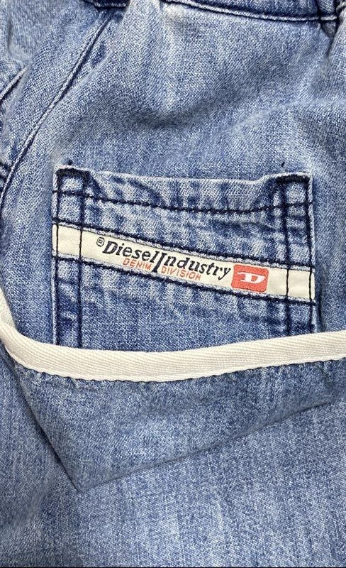 Diesel Men's P-Frank Blue Light Wash Denim Cargo Parachute Pants Y2K Size M - Image 3 of 4