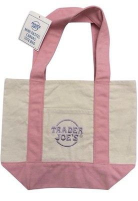 Trader Joe's Mini Canvas Tote Bag Pastel Pink Hottest It Bag