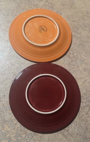 Lot of 2 FIESTAWARE 7” Salad/Side/Dessert Plates - Orange and Burgundy - Picture 2 of 3