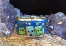 Galaxy Multistone Lapis Inlay NA Band Sterling Silver Ring