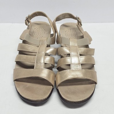 SAS Allegro Lusso Pearl Gold Heeled Sandals Women s 7 M Comfort Leather Summer