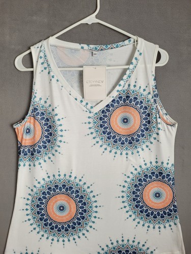 ETCYY NEW Womens Summer Top V Neck Tank Top Sleeveless Loose Fit Medium - Picture 3 of 4