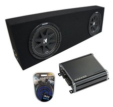 Universal Regular Cab Truck Kicker Comp C10 Dual 10" Black Sub Box CXA8001 Amp