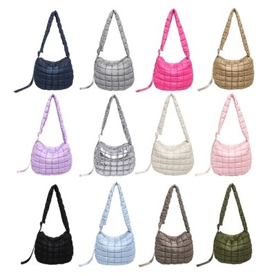 Multipurpose Quilted Puffer Crossbody Bag for Women Large Capacity Handbag Purse