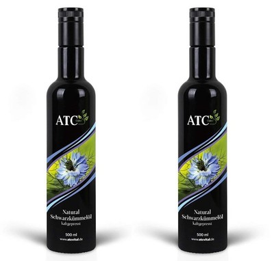 2 x 500 ml ATC Vital Schwarzkümmelöl -Kaltgepresst und Gefiltert-  (1000 ml)