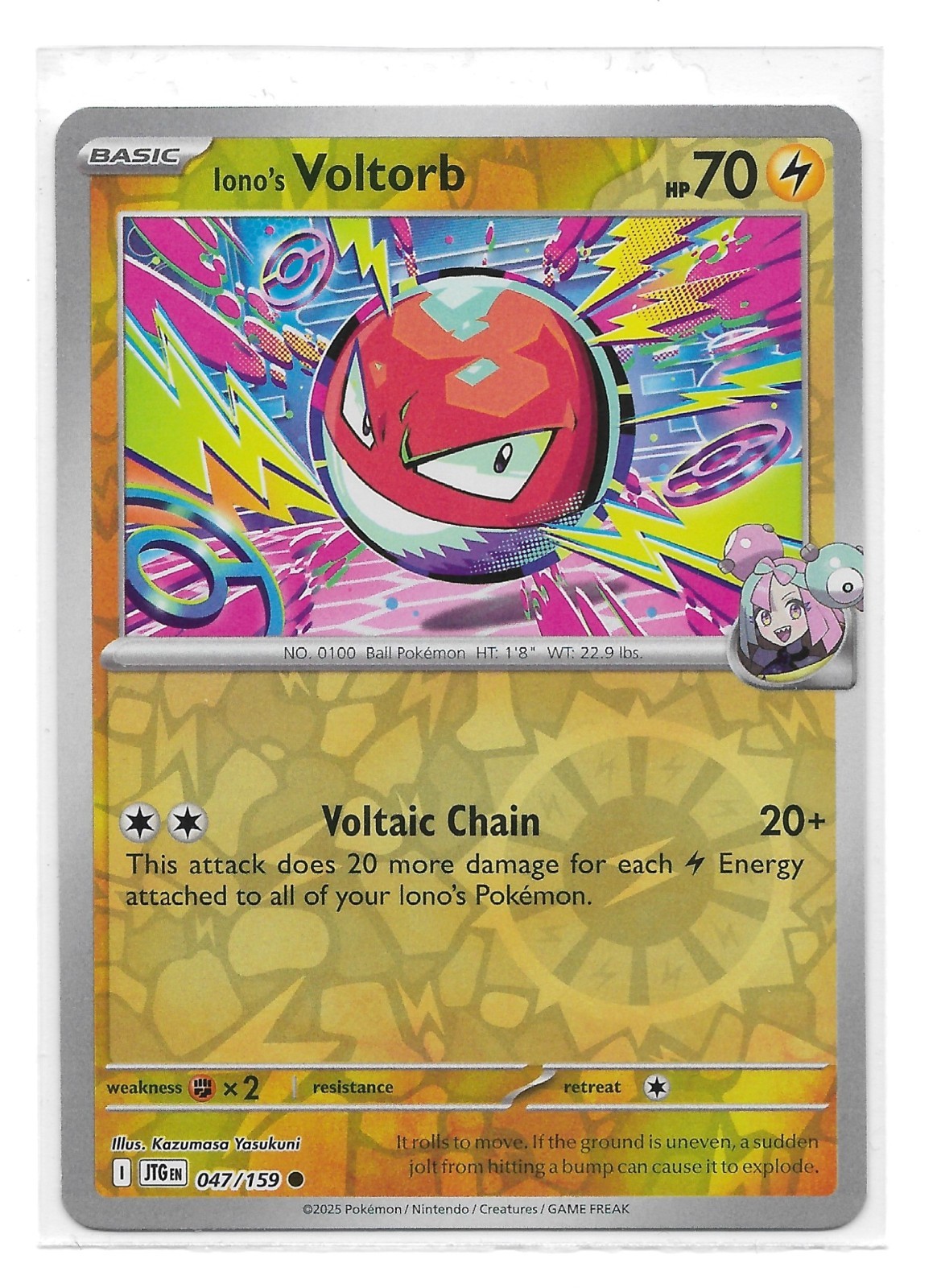 Pokemon TCG Iono's Voltorb 47/159 Journey Together Reverse Holo NM