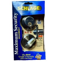 Schlage Deadbolt Maximum Security Lock Set Antique Brass Grade 2 Security New