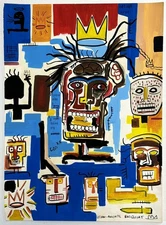 Jean-Michel Basquiat Drawing on old paper (Handmade) signed and stamped artwork