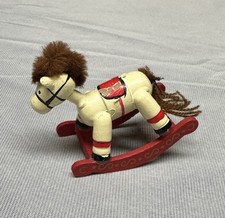 Vintage Wooden Hand Painted Rocking Horse Christmas Ornament See Description 