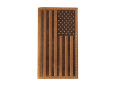 Nocona Western Wallet Mens Rodeo Embossed Flag Aged Bark N500044102