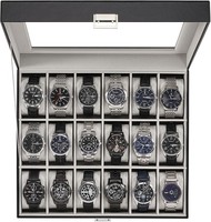 Uhrenbox Uhrenaufbewahrung Uhrenkasten Glasdeckel Herren Uhrenkoffer Schwarz 18