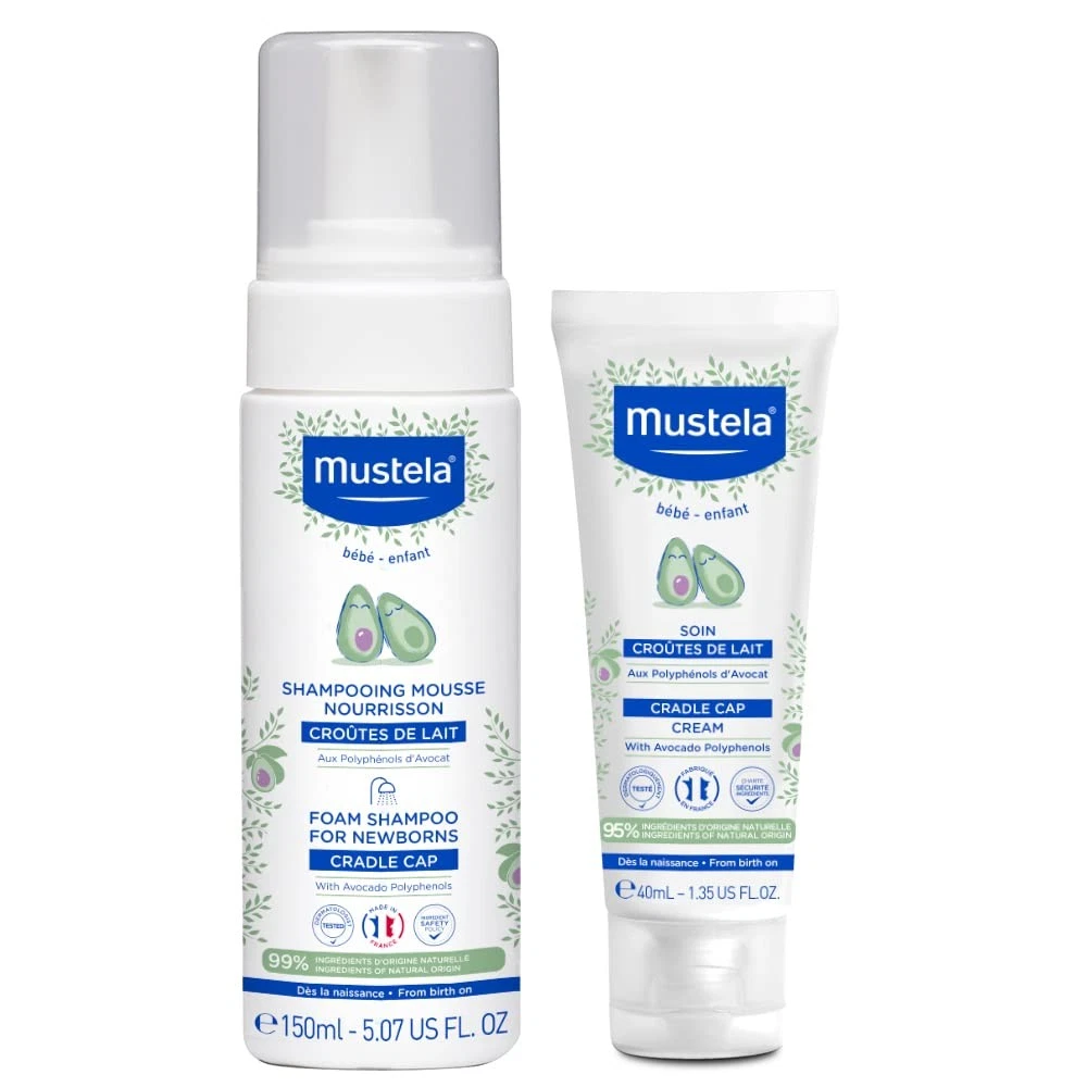 Mustela Baby Cradle Cap Bundle - Natural Baby Shampoo Cradle Cap Cream - with