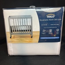 Halo Breathable Mesh Crib Liner MINI CRIB Size NWT White Breathable Baby