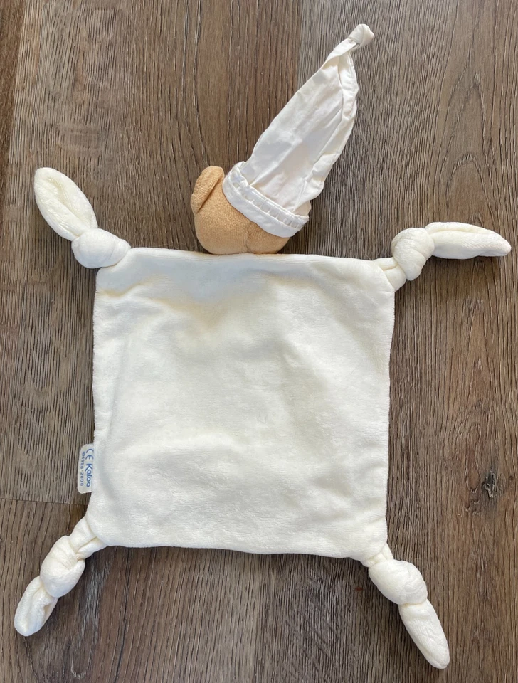Kaloo Tan Teddy Bear w Hat Security Blanket Lovey 11" Knotted Plush Baby Toy - Image 3 of 4
