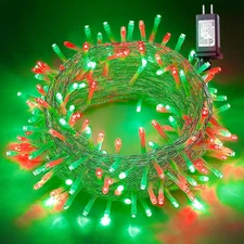 Red and Green String Lights, 33Ft 100 LED Christmas Lights Plug In,8 Modes Twink