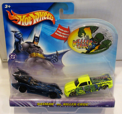 HOT WHEELS 2 PACK ~BATMAN BATMOBILE VS. KILLER CROC CHEVY S10 PICKUP~