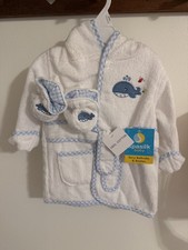 NWT Spasilk Baby Hooded Terry Bathrobe  Booties 100 Cotton 0-9Months