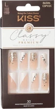 Kiss Classy Premium Press-On French Nails Manicure Long Square Glue Included