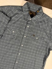 Howler Brothers Shirt Mens Large Blue Short Sleeve Pearl Snap Western Casual